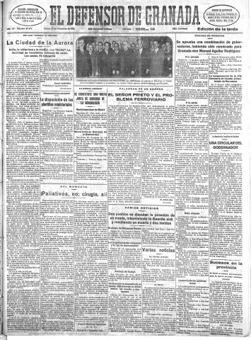 'El Defensor de Granada  : diario político independiente' - Año LII Número 27893 Ed. Tarde - 1931 Diciembre 29