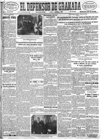 'El Defensor de Granada  : diario político independiente' - Año LII Número 27897 Ed. Tarde - 1931 Diciembre 31