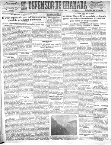'El Defensor de Granada  : diario político independiente' - Año LIII Número 27915 Ed. Tarde - 1932 Enero 11