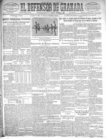 'El Defensor de Granada  : diario político independiente' - Año LIII Número 27946 Ed. Mañana - 1932 Enero 29