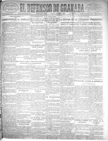 'El Defensor de Granada  : diario político independiente' - Año LIII Número 27952 Ed. Mañana - 1932 Febrero 02
