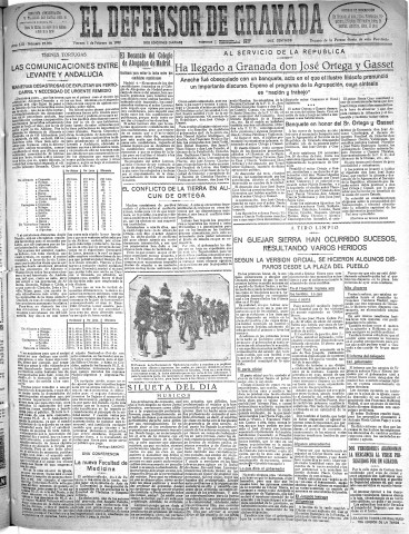'El Defensor de Granada  : diario político independiente' - Año LIII Número 27958 Ed. Mañana - 1932 Febrero 05