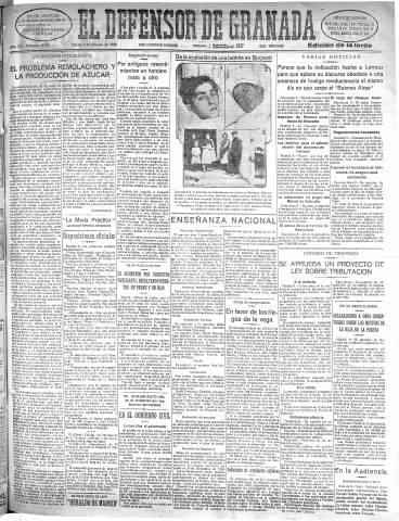 'El Defensor de Granada  : diario político independiente' - Año LIII Número 27965 Ed. Tarde - 1932 Febrero 09