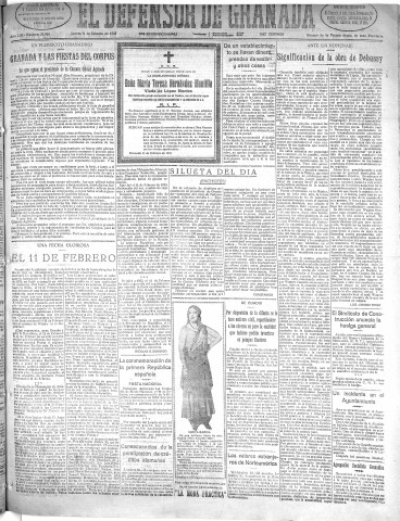 'El Defensor de Granada  : diario político independiente' - Año LIII Número 27968 Ed. Mañana - 1932 Febrero 11