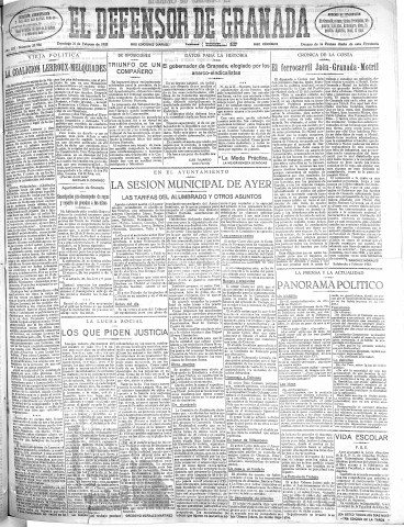 'El Defensor de Granada  : diario político independiente' - Año LIII Número 27986 Ed. Mañana - 1932 Febrero 21