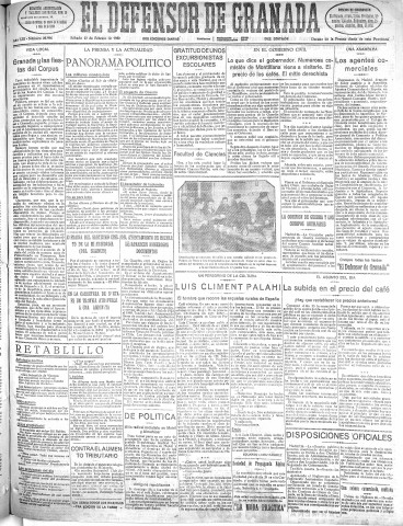 'El Defensor de Granada  : diario político independiente' - Año LIII Número 27996 Ed. Mañana - 1932 Febrero 27