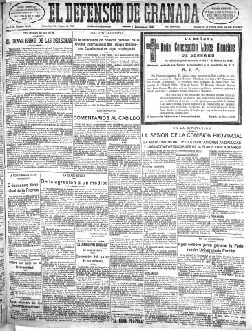 'El Defensor de Granada  : diario político independiente' - Año LIII Número 28002 Ed. Mañana - 1932 Marzo 02