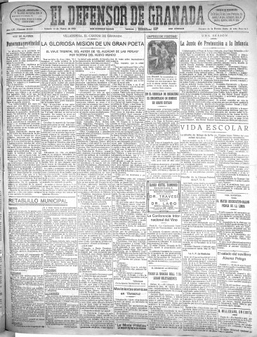 'El Defensor de Granada  : diario político independiente' - Año LIII Número 28020 Ed. Mañana - 1932 Marzo 12