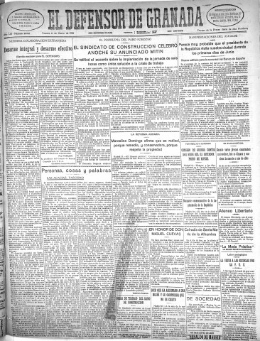 'El Defensor de Granada  : diario político independiente' - Año LIII Número 28030 Ed. Mañana - 1932 Marzo 18