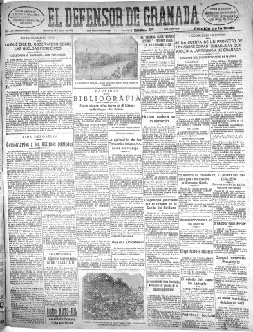 'El Defensor de Granada  : diario político independiente' - Año LIII Número 28037 Ed. Tarde - 1932 Marzo 22