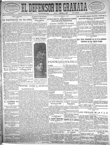 'El Defensor de Granada  : diario político independiente' - Año LIII Número 28038 Ed. Mañana - 1932 Marzo 23