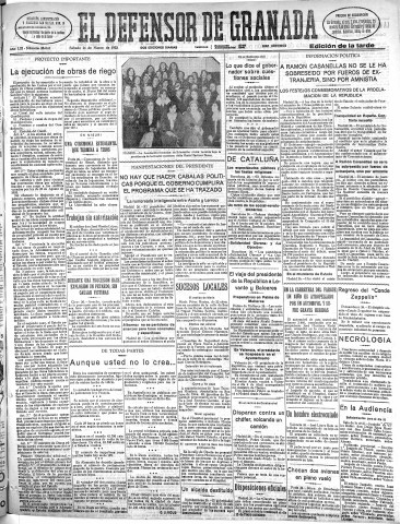 'El Defensor de Granada  : diario político independiente' - Año LIII Número 28043 Ed. Tarde - 1932 Marzo 26