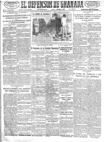 'El Defensor de Granada  : diario político independiente' - Año LIII Número 28061 Ed. Tarde - 1932 Abril 06