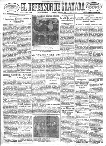 'El Defensor de Granada  : diario político independiente' - Año LIII Número 28065 Ed. Tarde - 1932 Abril 08
