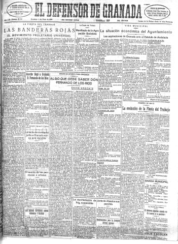 'El Defensor de Granada  : diario político independiente' - Año LIII Número 28102 Ed. Mañana - 1932 Mayo 01
