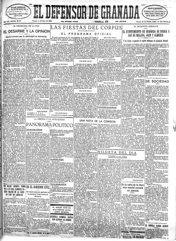 'El Defensor de Granada  : diario político independiente' - Año LIII Número 28109 Ed. Mañana - 1932 Mayo 06
