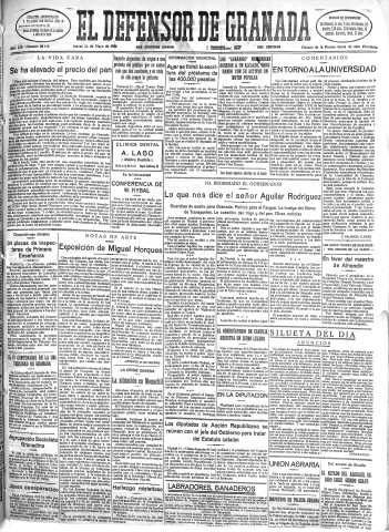 'El Defensor de Granada  : diario político independiente' - Año LIII Número 28118 Ed. Mañana - 1932 Mayo 12