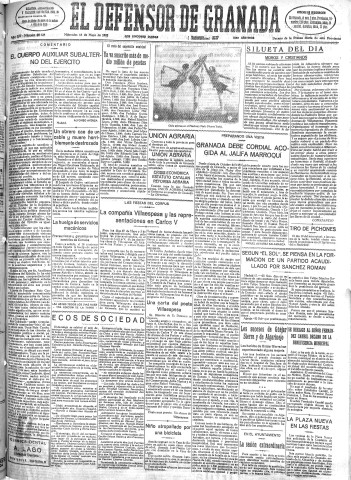 'El Defensor de Granada  : diario político independiente' - Año LIII Número 28128 Ed. Mañana - 1932 Mayo 18