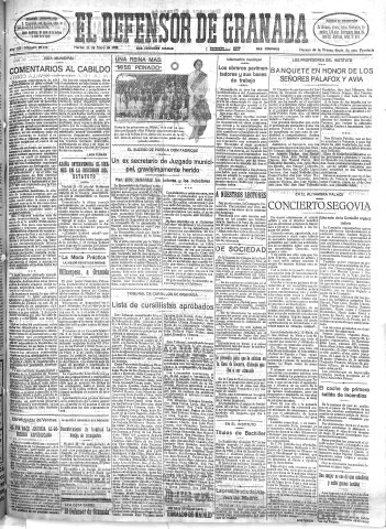 'El Defensor de Granada  : diario político independiente' - Año LIII Número 28138 Ed. Mañana - 1932 Mayo 24