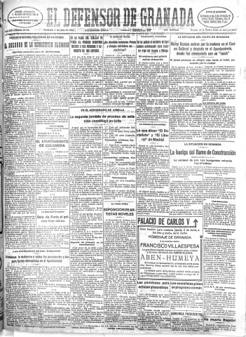 'El Defensor de Granada  : diario político independiente' - Año LIII Número 28148 Ed. Mañana - 1932 Junio 01
