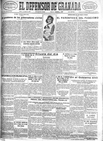 'El Defensor de Granada  : diario político independiente' - Año LIII Número 28162 Ed. Mañana - 1932 Junio 09