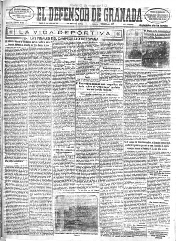'El Defensor de Granada  : diario político independiente' - Año LIII Número 28181 Ed. Tarde - 1932 Junio 20