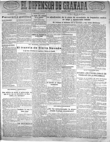 'El Defensor de Granada  : diario político independiente' - Año LIII Número 28205 Ed. Mañana - 1932 Julio 10