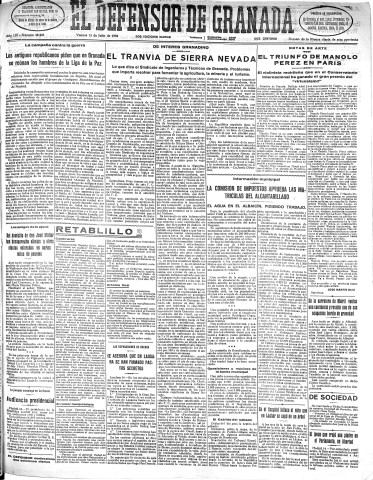 'El Defensor de Granada  : diario político independiente' - Año LIII Número 28208 Ed. Mañana - 1932 Julio 15