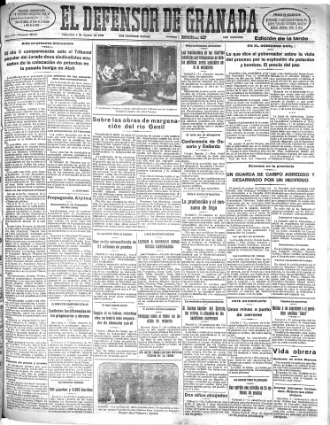 'El Defensor de Granada  : diario político independiente' - Año LIII Número 28224 Ed. Tarde - 1932 Agosto 03