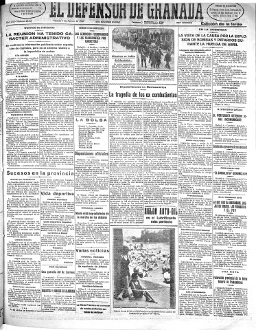 'El Defensor de Granada  : diario político independiente' - Año LIII Número 28226 Ed. Tarde - 1932 Agosto 05
