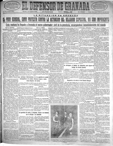 'El Defensor de Granada  : diario político independiente' - Año LIII Número 28235 Ed. Tarde - 1932 Agosto 17
