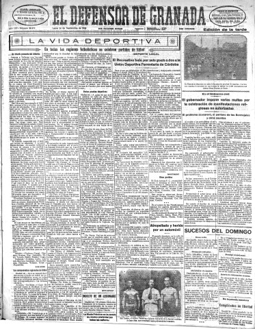 'El Defensor de Granada  : diario político independiente' - Año LIII Número 28279 Ed. Tarde - 1932 Septiembre 26