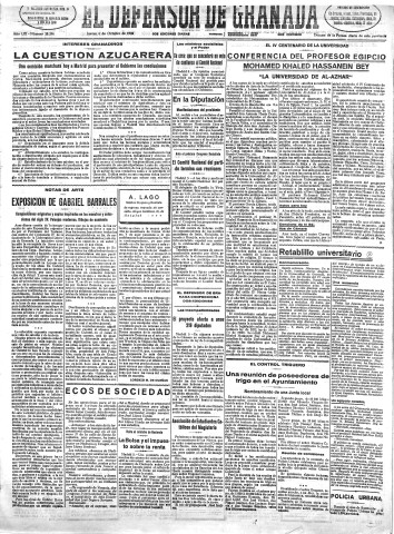 'El Defensor de Granada  : diario político independiente' - Año LIII Número 28296 Ed. Mañana - 1932 Octubre 06