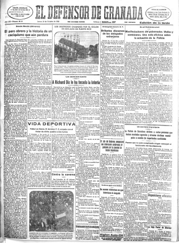 'El Defensor de Granada  : diario político independiente' - Año LIII Número 28321 Ed. Tarde - 1932 Octubre 20