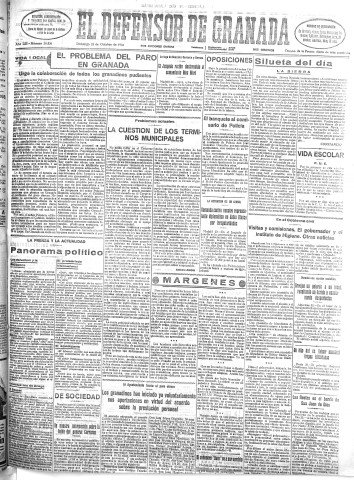 'El Defensor de Granada  : diario político independiente' - Año LIII Número 28326 Ed. Mañana - 1932 Octubre 23