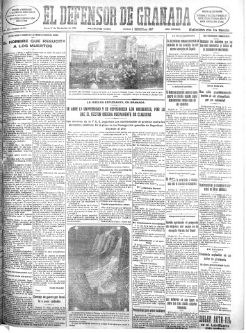 'El Defensor de Granada  : diario político independiente' - Año LIII Número 28373 Ed. Tarde - 1932 Noviembre 17