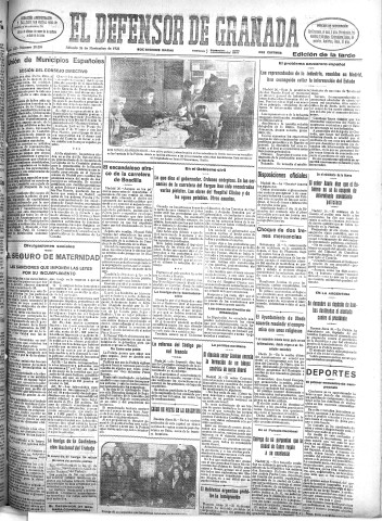 'El Defensor de Granada  : diario político independiente' - Año LIII Número 28388 Ed. Tarde - 1932 Noviembre 26