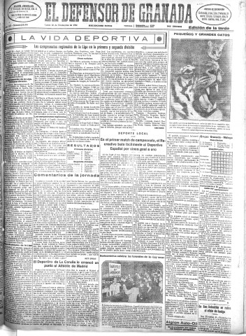 'El Defensor de Granada  : diario político independiente' - Año LIII Número 28390 Ed. Tarde - 1932 Noviembre 28