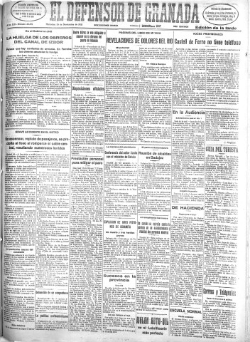 'El Defensor de Granada  : diario político independiente' - Año LIII Número 28392 Ed. Tarde - 1932 Noviembre 30