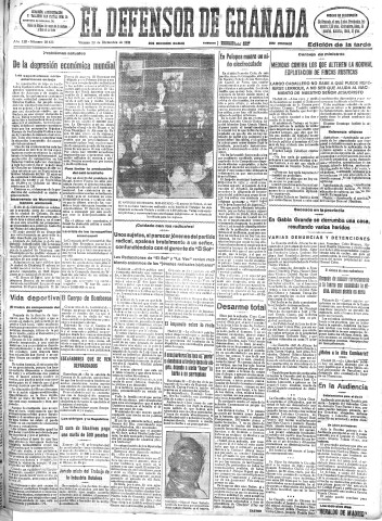 'El Defensor de Granada  : diario político independiente' - Año LIII Número 28433 Ed. Tarde - 1932 Diciembre 23