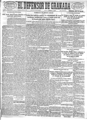 'El Defensor de Granada  : diario político independiente' - Año LIV Número 28446 Ed. Tarde - 1933 Enero 02
