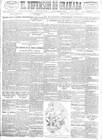 'El Defensor de Granada  : diario político independiente' - Año LIV Número 28503 Ed. Mañana - 1933 Febrero 04