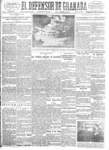 'El Defensor de Granada  : diario político independiente' - Año LIV Número 28508 Ed. Tarde - 1933 Febrero 07