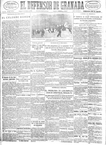 'El Defensor de Granada  : diario político independiente' - Año LIV Número 28514 Ed. Tarde - 1933 Febrero 10