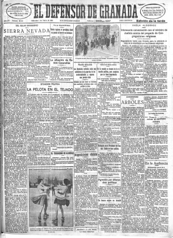 'El Defensor de Granada  : diario político independiente' - Año LIV Número 28545 Ed. Tarde - 1933 Marzo 01