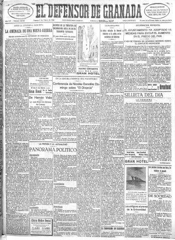 'El Defensor de Granada  : diario político independiente' - Año LIV Número 28548 Ed. Mañana - 1933 Marzo 03