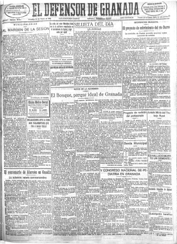 'El Defensor de Granada  : diario político independiente' - Año LIV Número 28564 Ed. Mañana - 1933 Marzo 12