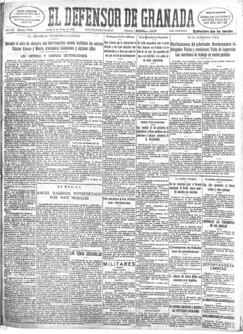 'El Defensor de Granada  : diario político independiente' - Año LIV Número 28565 Ed. Tarde - 1933 Marzo 13