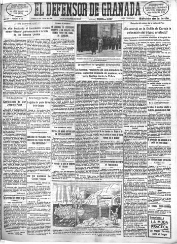 'El Defensor de Granada  : diario político independiente' - Año LIV Número 28573 Ed. Tarde - 1933 Marzo 17
