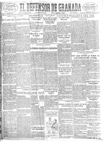'El Defensor de Granada  : diario político independiente' - Año LIV Número 28586 Ed. Mañana - 1933 Marzo 25